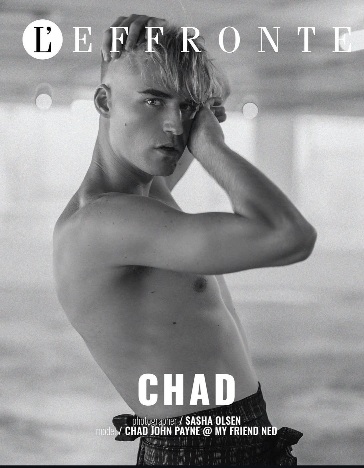 Chad Payne on the digital cover of L'Effronté Journal, Paris, photographed by Sasha Olsen